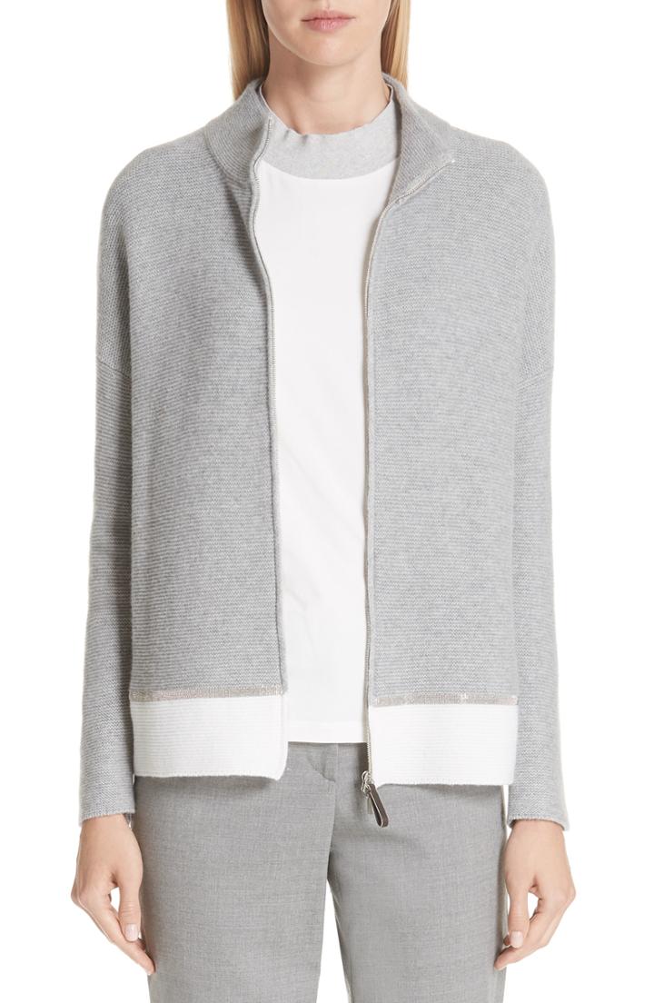 Women's Fabiana Filippi Bicolor Beaded Cardigan Us / 42 It - Grey