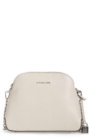 Michael By Michael Kors Medium Mercer Leather Dome Satchel - Beige