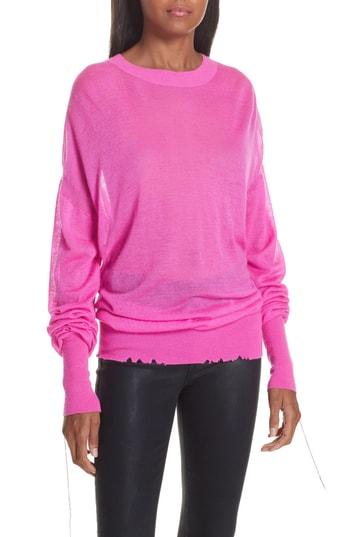 Women's Helmut Lang Distressed Sheer Cashmere Sweater