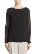 Women's Fabiana Filippi Beaded Chiffon & Jersey Blouse Us / 40 It - Black