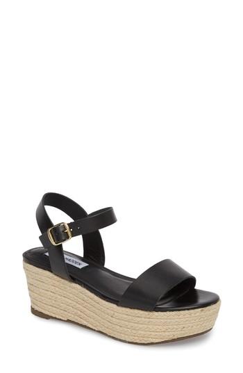 Women's Steve Madden Busy Platform Espadrille Sandal .5 M - Black