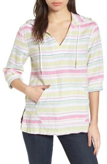 Women's Tommy Bahama Tulum Stripe Linen Hoodie - Yellow