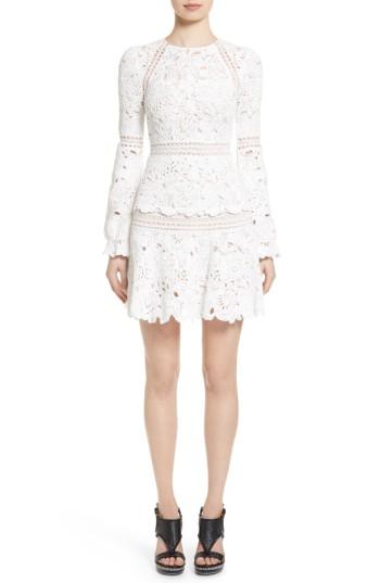 Women's Oscar De La Renta Crochet Ruffle Dress - White