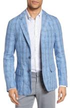 Men's Zachary Prell Laxus Plaid Linen Sport Coat - Blue