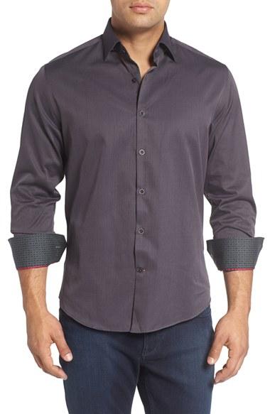 Men's Stone Rose Textured Sport Shirt - Grey