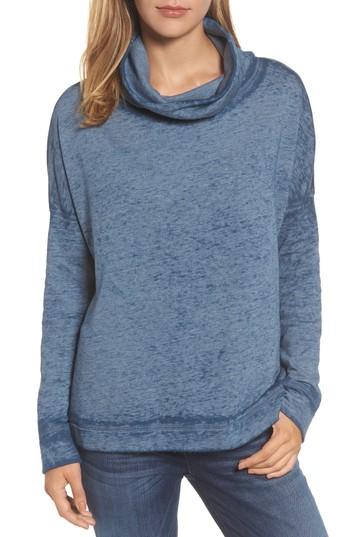 Women's Caslon Burnout Back Pleat Sweatshirt, Size - Blue
