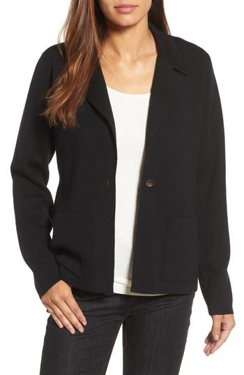 Women's Eileen Fisher Merino Wool Knit Blazer, Size - Black