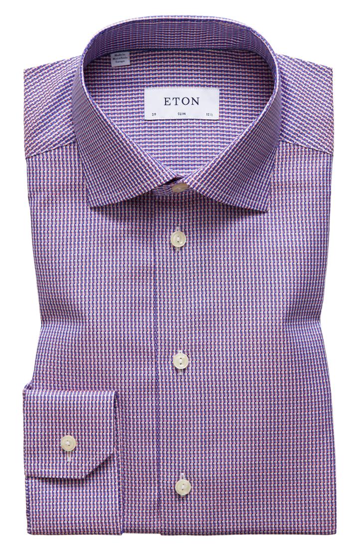 Men's Eton Slim Fit Print Dress Shirt - Orange