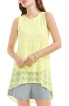 Women's Vince Camuto High/low Herringbone Lace Blouse, Size - Green