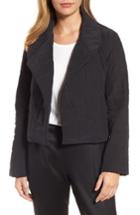 Women's Eileen Fisher Quilted Silk Crop Jacket, Size - Black