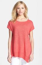 Women's Eileen Fisher Cap Sleeve Organic Linen & Cotton Scoop Neck Top - Red