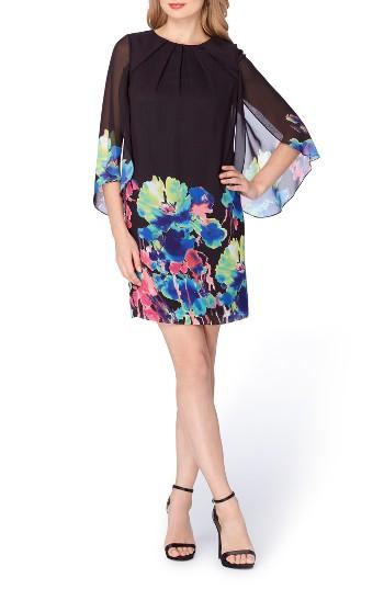 Women's Tahari Cape Sleeve Shift Dress - Black