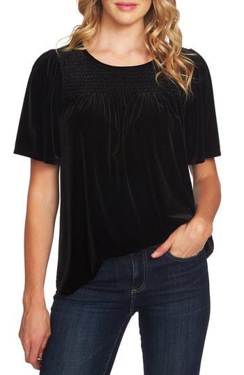 Women's Cece Smock Velvet Top - Black
