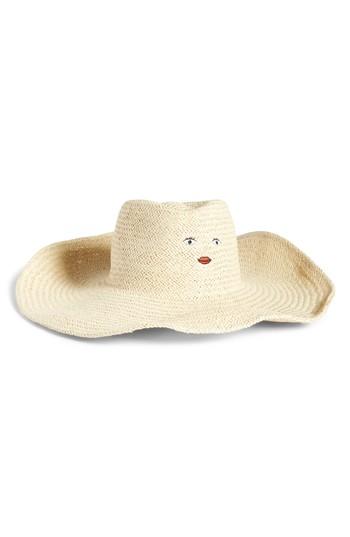 Women's August Hat Large Fantasy Embroidered Straw Fedora - Beige