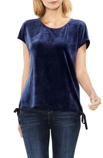 Women's Vince Camuto Side Tie Velour Top - Blue