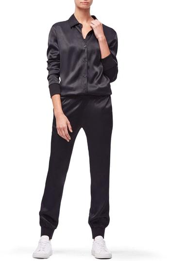 Women's Good American Satin Jumpsuit - Black