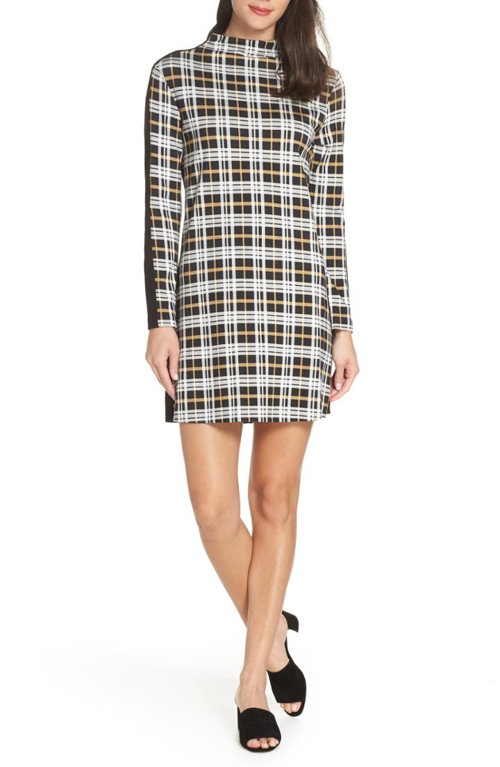 Women's French Connection Lula Plaid Mix Media Shift Dress