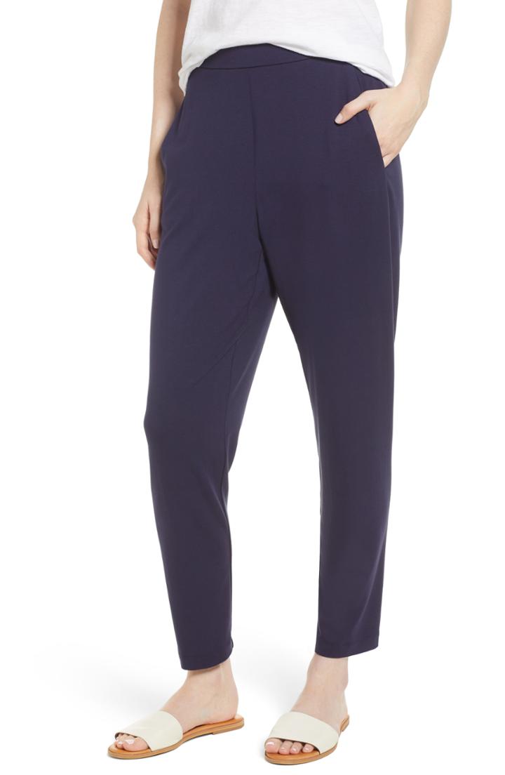 Women's Eileen Fisher Crop Stretch Knit Pants - Blue