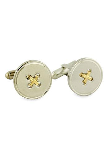 Men's David Donahue 'button' Cuff Links