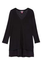 Women's Two By Vince Camuto Mixed Media Tunic, Size - Black