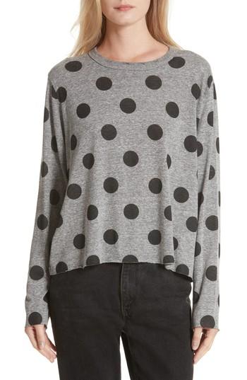 Women's The Great. The Long Sleeve Crop Dot Print Tee - Grey