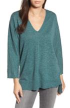 Petite Women's Eileen Fisher Organic Linen & Cotton Sweater, Size P - Blue/green