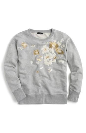 Women's J.crew Embroidered Flower Sweatshirt