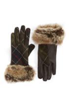 Women's Barbour Linton Leather & Wool Gloves - Brown