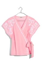 Women's Madewell Embroidered Kimono Wrap Top - Pink
