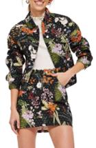 Women's Topshop Hawi Floral Crystal Denim Jacket Us (fits Like 0) - Black