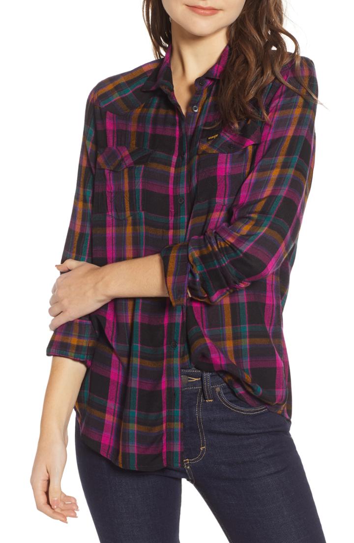 Women's Wrangler Plaid Twill Shirt - Black