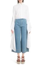 Women's Loewe Exaggerated Sleeve Crop Poplin Shirt -4 Us / 36 Fr - White