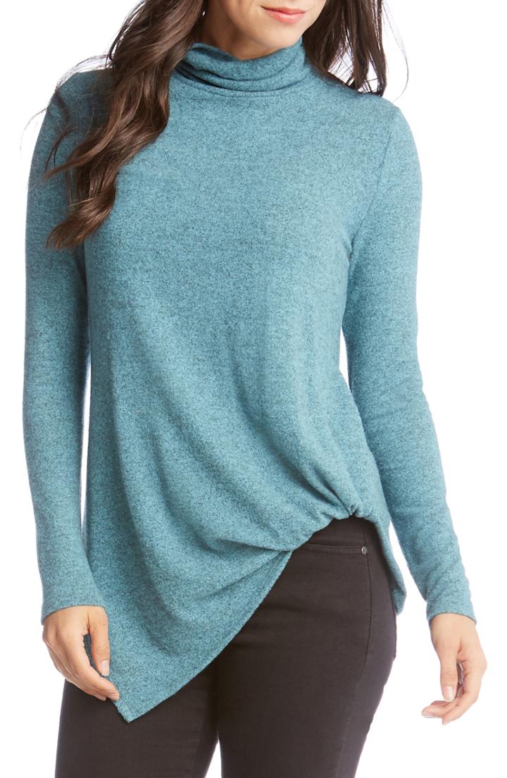 Women's Karen Kane Asymmetrical Turtleneck Sweater - Blue/green