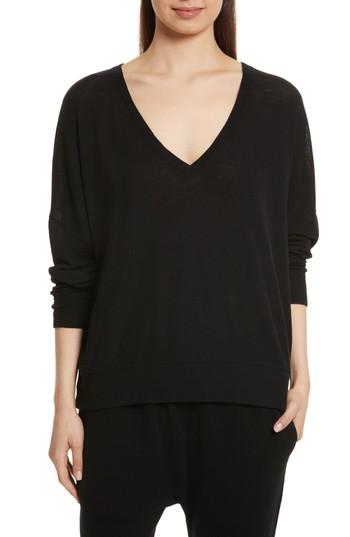 Women's Vince Drop Shoulder V-neck Sweater - Black