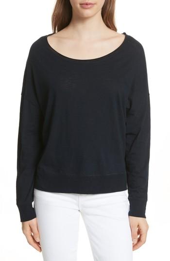 Women's Vince Boat Neck Cotton Sweater - Blue