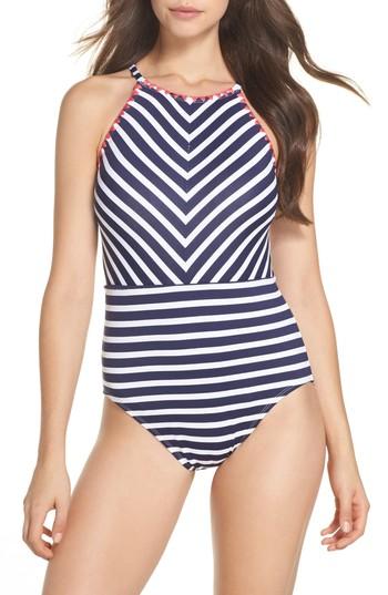 Women's Tommy Bahama Breton Stripe One-piece Swimsuit - Blue