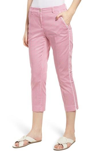 Women's Brax Maron Gingham Stretch Cotton Pants - Pink