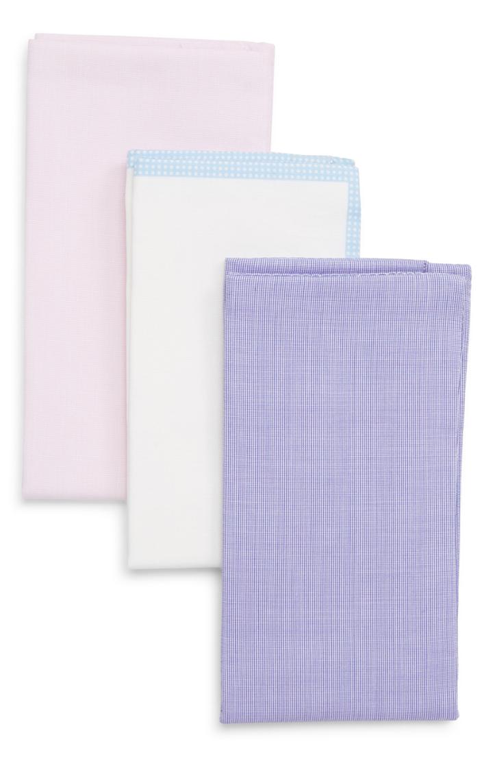 Men's Nordstrom Men's Shop 3-pack Cotton Pocket Squares, Size - Pink