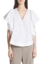Women's See By Chloe Eyelet Trim Ruffle Sleeve Top Us / 36 Fr - White