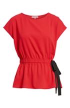Women's Pleione Gathered Waist Side Tie Top, Size - Red