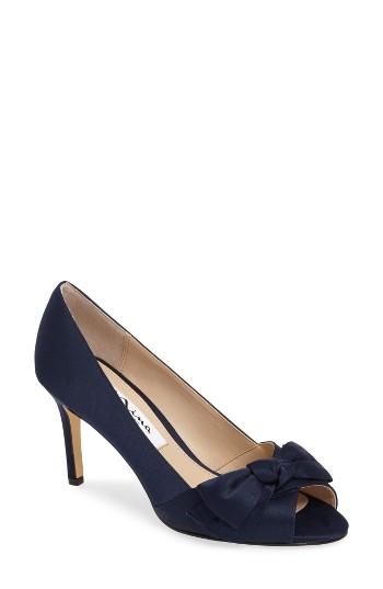 Women's Nina Forbet Peep Toe Bow Pump M - Blue