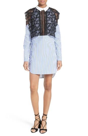 Women's Self-portrait Lace Overlay Cold Shoulder Shirtdress