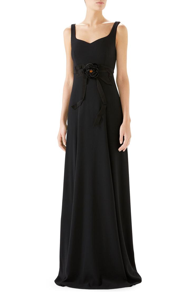 Women's Gucci Bow Embellished A-line Gown - Black