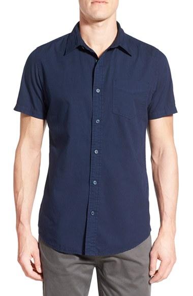 Men's Original Paperbacks 'torino' Short Sleeve Woven Shirt - Blue