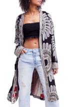 Women's Free People Lisbon Embroidered Duster - Black
