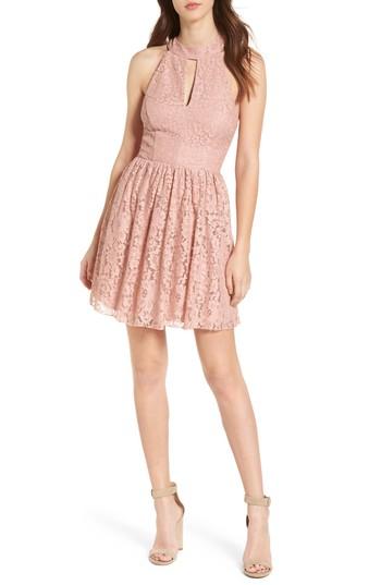 Women's Speechless Gigi Lace Fit & Flare Dress - Pink