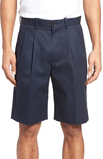 Men's Nordstrom Men's Shop Pleated Supima Cotton Shorts - Blue