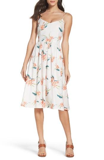 Women's Bb Dakota Lila Floral Print Midi Dress - White