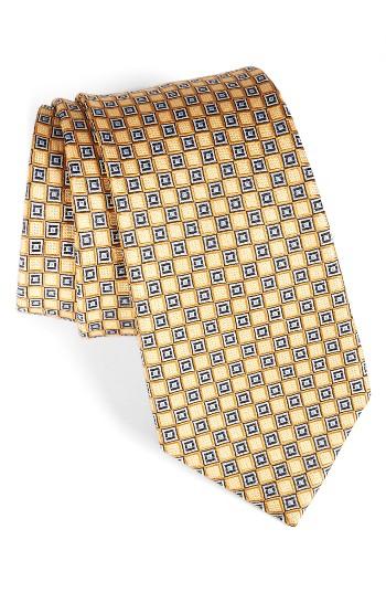 Men's Nordstrom Men's Shop Neat Medallion Silk Tie, Size - Yellow