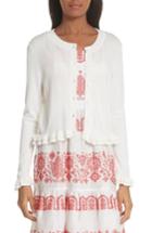 Women's Milly Ruffle Trim Cardigan - White